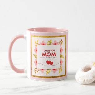 Caneca Eu Amo Você Mamãe Dia das Mães I Coração Floral Ro
