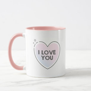 Caneca Eu amo você texto em coração fofo