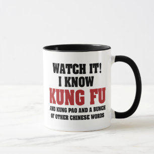 Caneca Eu conheço Kung Fu e Kung Pao - artes marciais
