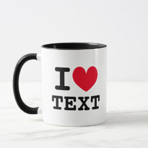 Caneca Eu coração texto logotipo modelo café presente