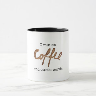 Caneca Eu corro no café e amaldiçoo palavras engraçadas