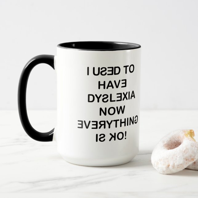 Caneca Eu Costumava Ter Café De Texto Preto Dislexia (Com Donut)