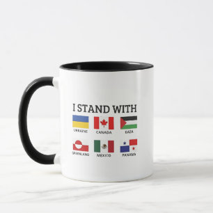 Caneca Eu fico com o Canadá México Gaza Ucrânia