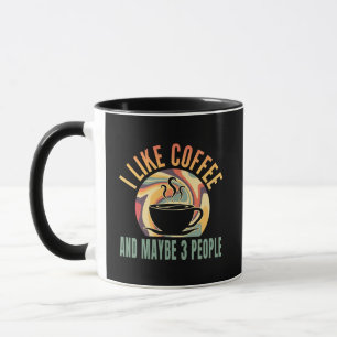 Caneca eu gosto de café e talvez 3 pessoas estilo retrô
