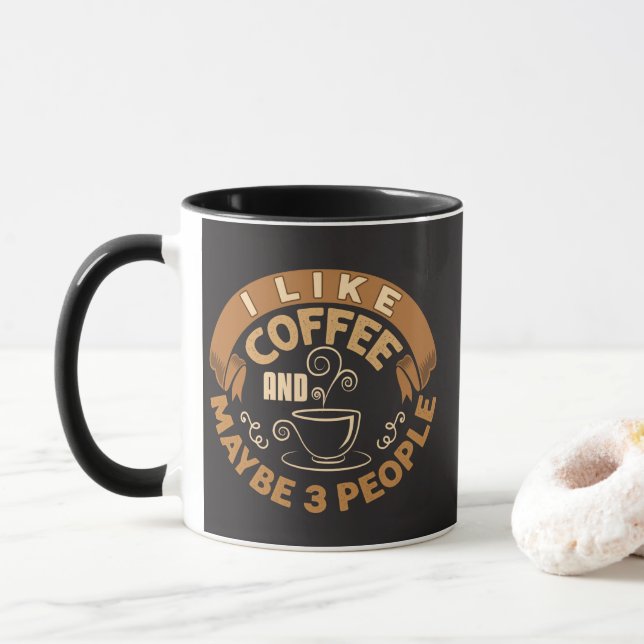 Caneca Eu Gosto De Café E Talvez Três Pessoas Engraçadas. (Com Donut)