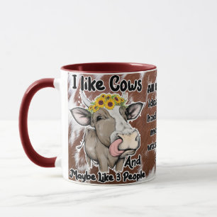 Caneca eu gosto de vacas e talvez goste de 3 pessoas