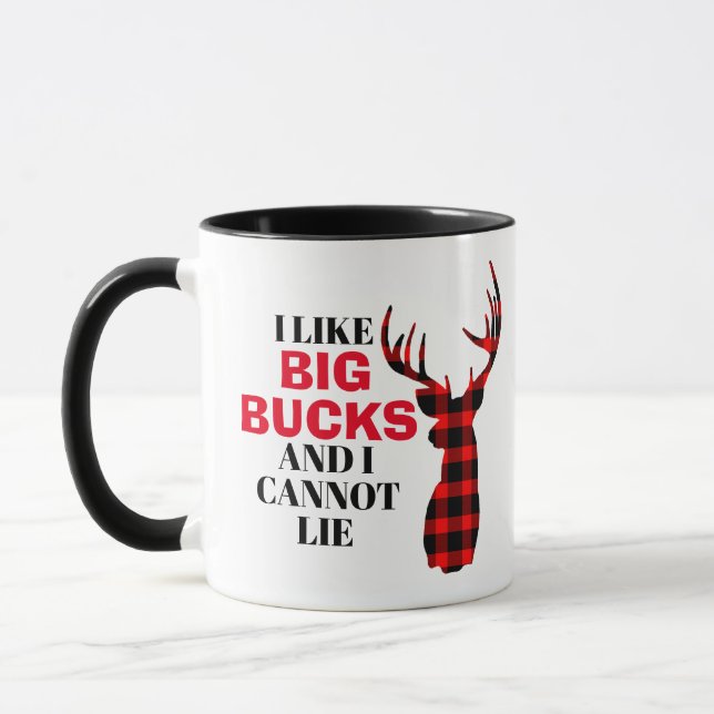 Caneca Eu gosto do Big BUCKS Engraçado Caçando Mug (Esquerda)