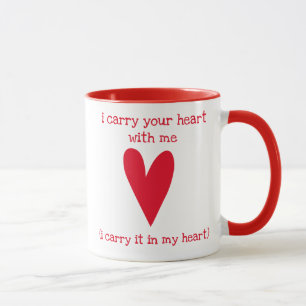 Caneca Eu levo seu coração comigo poema de   por E.E.