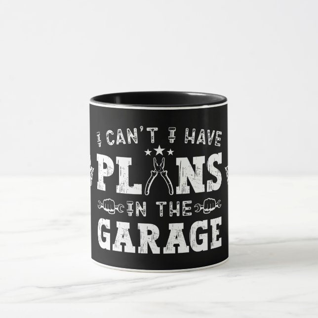 Caneca Eu não posso ter planos na garagem mecânica engraç (Centro)