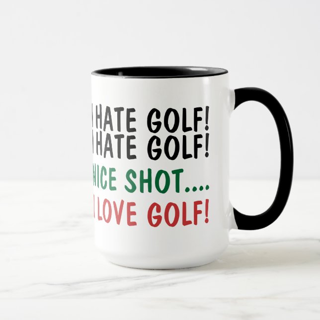 Caneca Eu Odeio Golfe! Eu Amo Golfe! Humor (Direita)