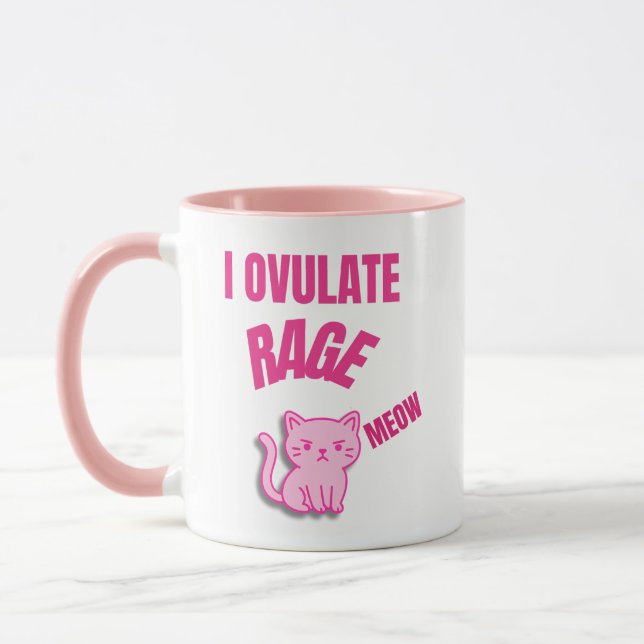 Caneca Eu Ovulo Raiva Meow – Gato Hormonal Engraçado (Esquerda)