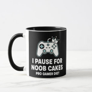 Caneca Eu Pauso Por Bolos de Noob Dieta de Pro Gamer Engr