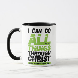 Caneca Eu posso fazer tudo através do verso da bíblia Cri
