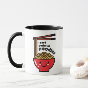 Caneca "Eu Preciso De Noodles" Kawaii Ramen Bowl & Chopst