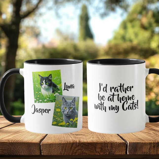 Caneca Eu Preferiria estar em Casa com meus Gatos (Criador carregado)
