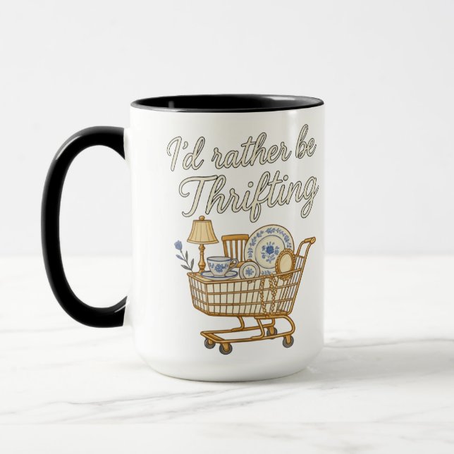 Caneca Eu preferiria estar fazendo thrift de itens retrô  (Esquerda)