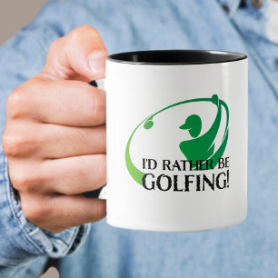 Caneca Eu Preferiria Estar Jogando Golfe Citação Moderna 