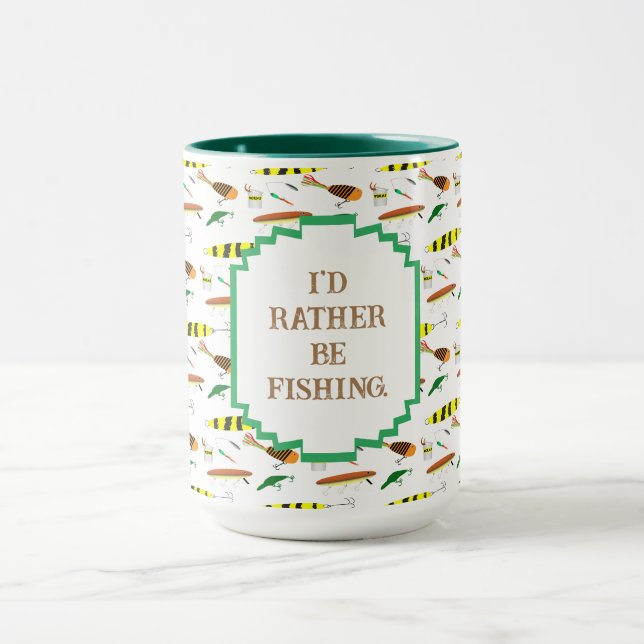 Caneca "Eu Preferiria Estar Pescando" com Café de Iscas d (Centro)