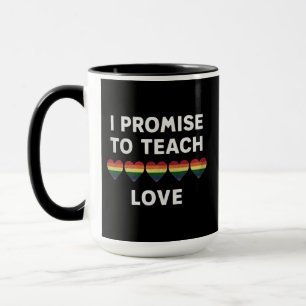 Caneca Eu Prometo Ensinar Amor Orgulho LGBT-Q Orgulhoso P