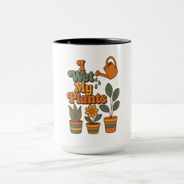 Caneca Eu Rego Minhas Plantas – Listras Retro dos Anos 70 (Centro)