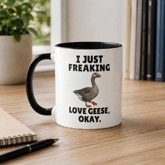 Caneca Eu simplesmente amo gansos, tá? Ganso engraçado