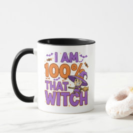 Caneca Eu Sou 100% Aquela Bruxa Diversão De Halloween
