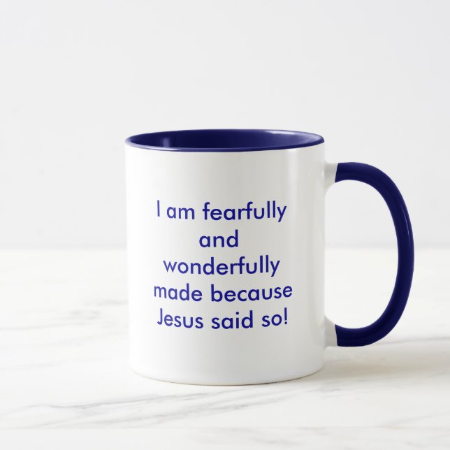 Caneca Eu sou feito temìvel e maravilhosamente porque (Direita)