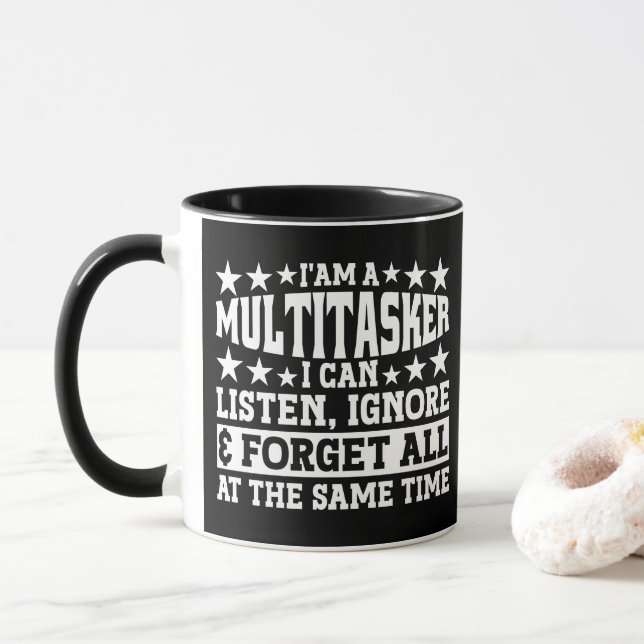 Caneca Eu Sou Um Multitarefa Piada Engraçada Ditos Sarcás (Com Donut)