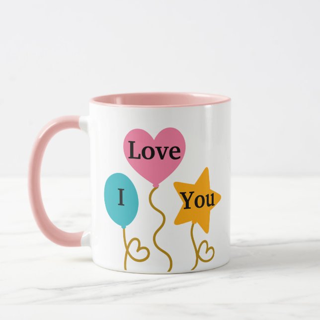 Caneca Eu Te Amo Mãe, Balões Adicionar Nome Personalizado (Esquerda)