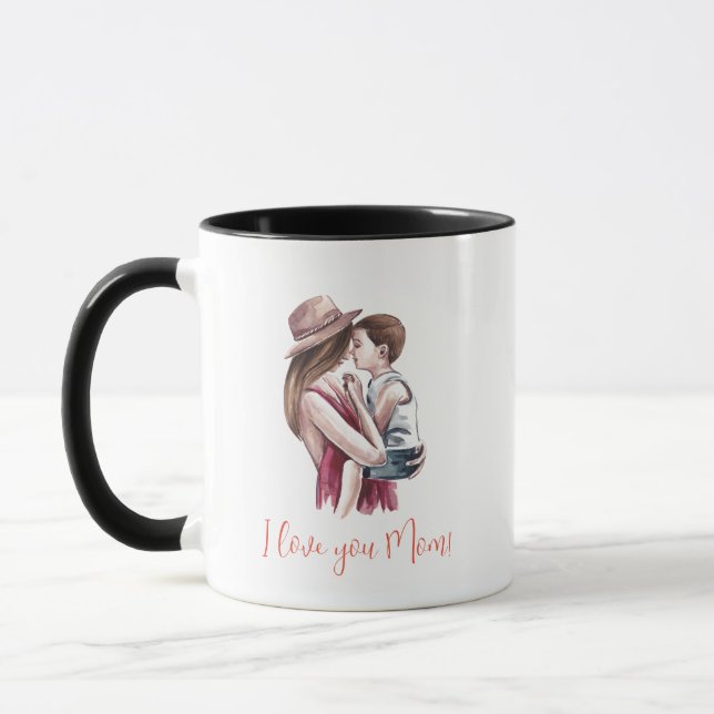 Caneca "Eu te amo mãe!" Mãe e Filho (Esquerda)