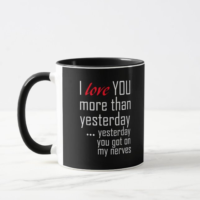 Caneca Eu Te Amo Mais Do Que Ontem Design Romântico  (Esquerda)