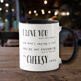 Caneca Eu te amo mais do que Pizza - Typografia Love Cote