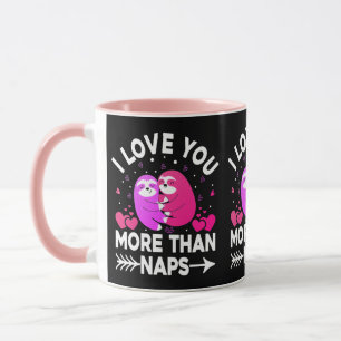 Caneca Eu te amo mais do que soneca rosa e preguiçosas