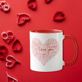 Caneca Eu Te Amo Palavras Dia de os namorados De Coração