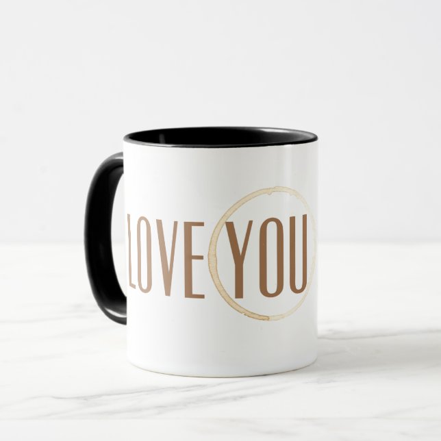 Caneca Eu te amo um Latte com anel de café (Frente Esquerda)