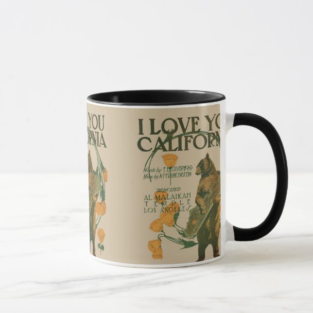 Caneca Eu te amo urso de Califórnia campainha de 11 onças (Direita)