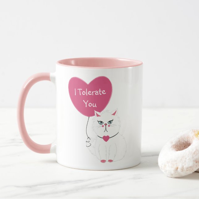 Caneca Eu Tolero-Te Dia de os namorados De Gato Sarcástic (Com Donut)