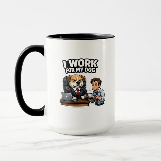 Caneca Eu Trabalho Para o Meu Cachorro Design Divertido  (Esquerda)