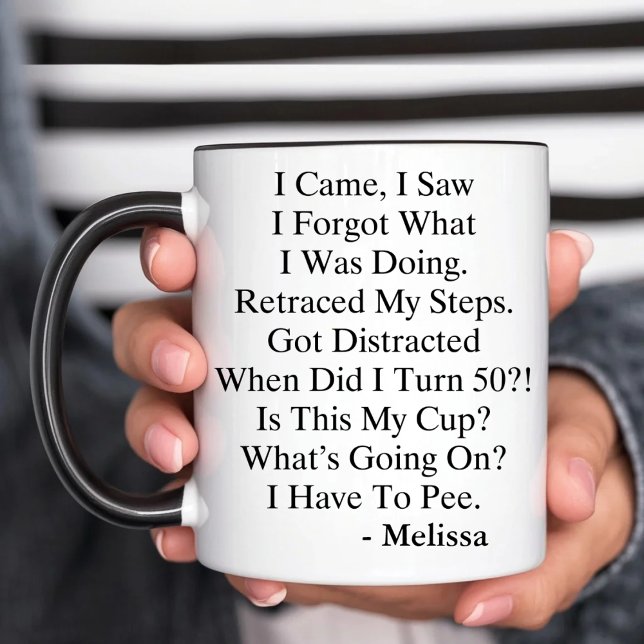 Caneca Eu Vim Eu Vi Eu Esqueci Aniversário de 50 anos Eng (Criador carregado)