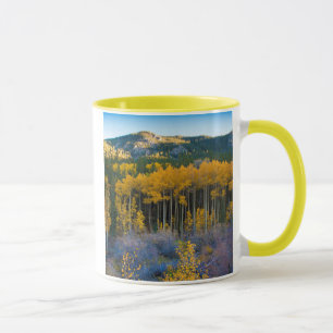 Caneca EUA, Colorado. Álamos Amarelos Brilhantes nas Mont