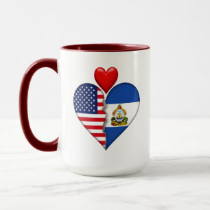 Caneca EUA Honduras Coração bandeiras Hispano-Heritage