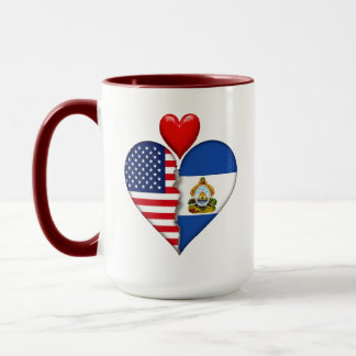 Caneca EUA Honduras Coração bandeiras Hispano-Heritage