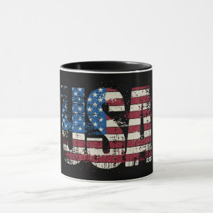 Caneca EUA lutam design de texto com bandeira