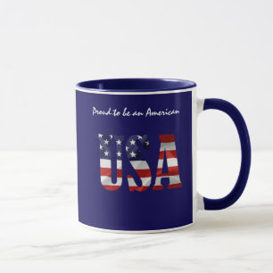 Caneca EUA Orgulhoso de ser um americano personalizável
