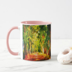 Caneca Eucalyptus Tree Lined Avenue Pointillism Art
