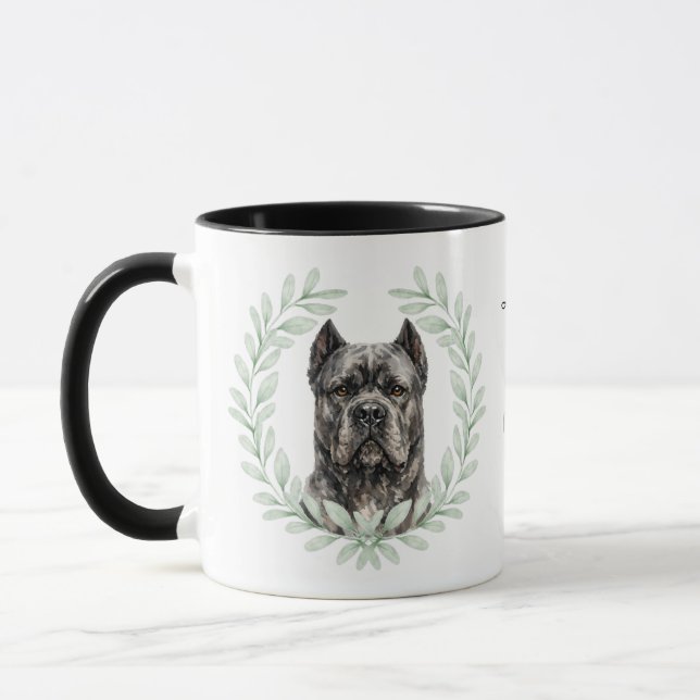 Caneca Eucalyptus Wreath Cane Corso Dog Monogram (Esquerda)