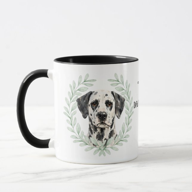 Caneca Eucalyptus Wreath Dalmatian Dog Monogram (Esquerda)