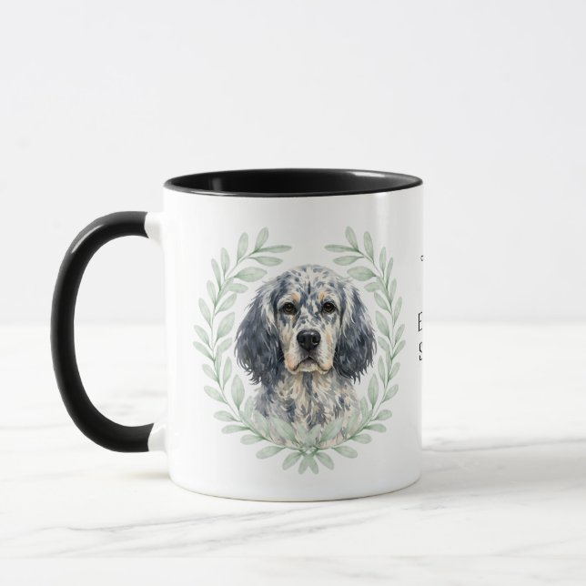 Caneca Eucalyptus Wreath English Setter Dog Monogram (Esquerda)