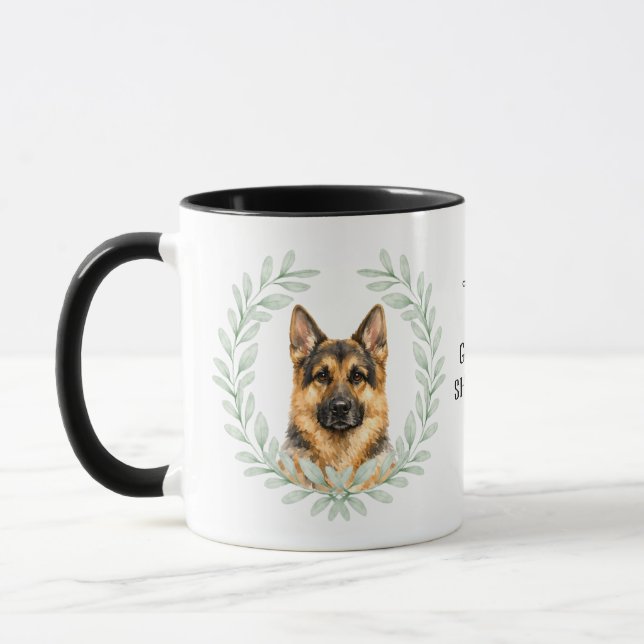 Caneca Eucalyptus Wreath German Shepherd Dog Monogram (Esquerda)