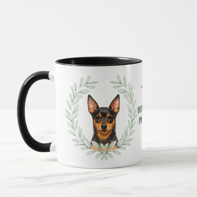 Caneca Eucalyptus Wreath Miniature Pinscher Monogram (Esquerda)